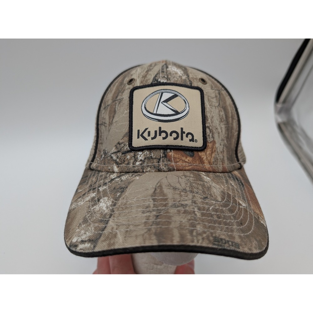 Kubota Tractor Camo Trucker Hat Mens RealTree Edge Mesh Snapback Cap Tan Brown
